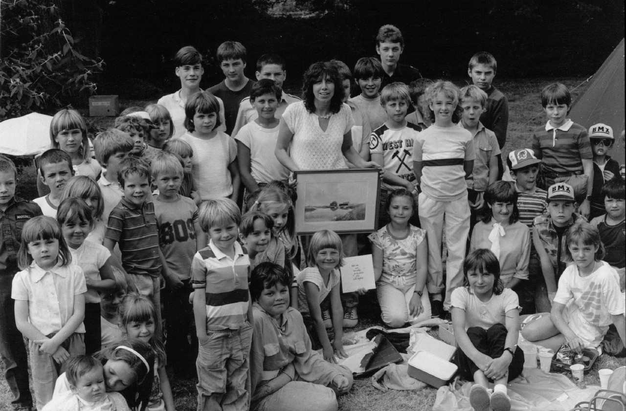 Lyn White leaving the school, 1987