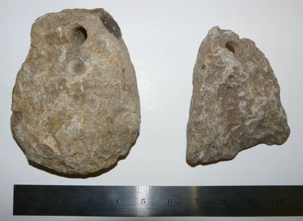 Two net weights found on the old course of the river Ouse